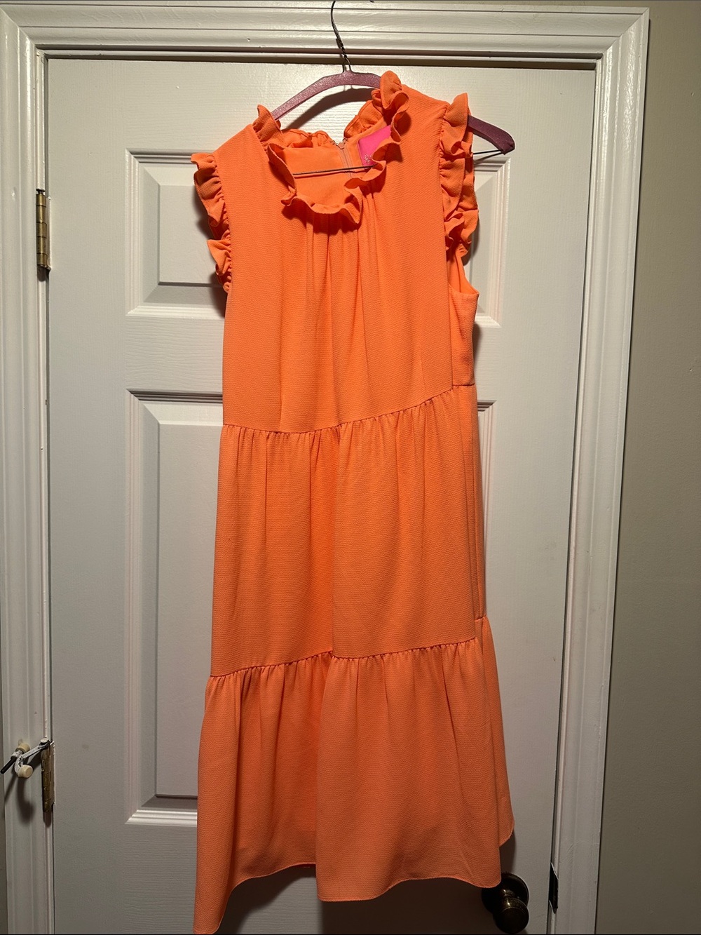 Lilly Pulitzer Orange Ruffle Tiered Sleeveless Dress